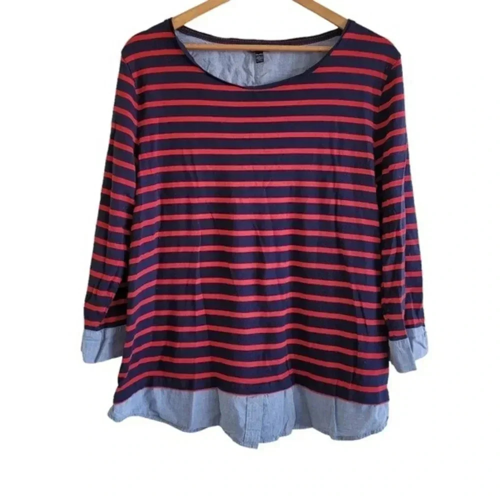 Buffalo David Bitton layered shirt blue red stripes XXL